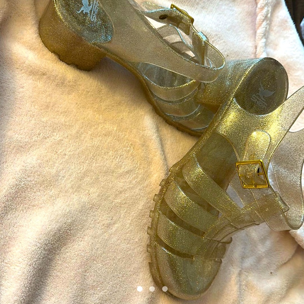 Gold Glitter Jelly Sandles